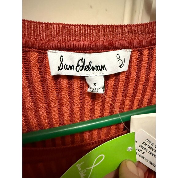 Sam Edelman Gia Crew Neck Peplum Top In Tandoori Spice (Small) Ribbed Long Sleev - Picture 8 of 8